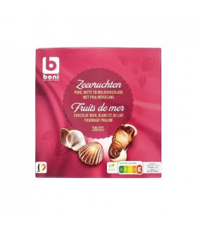 Coquillages au chocolat belge avec garniture aux noisettes, 250 g