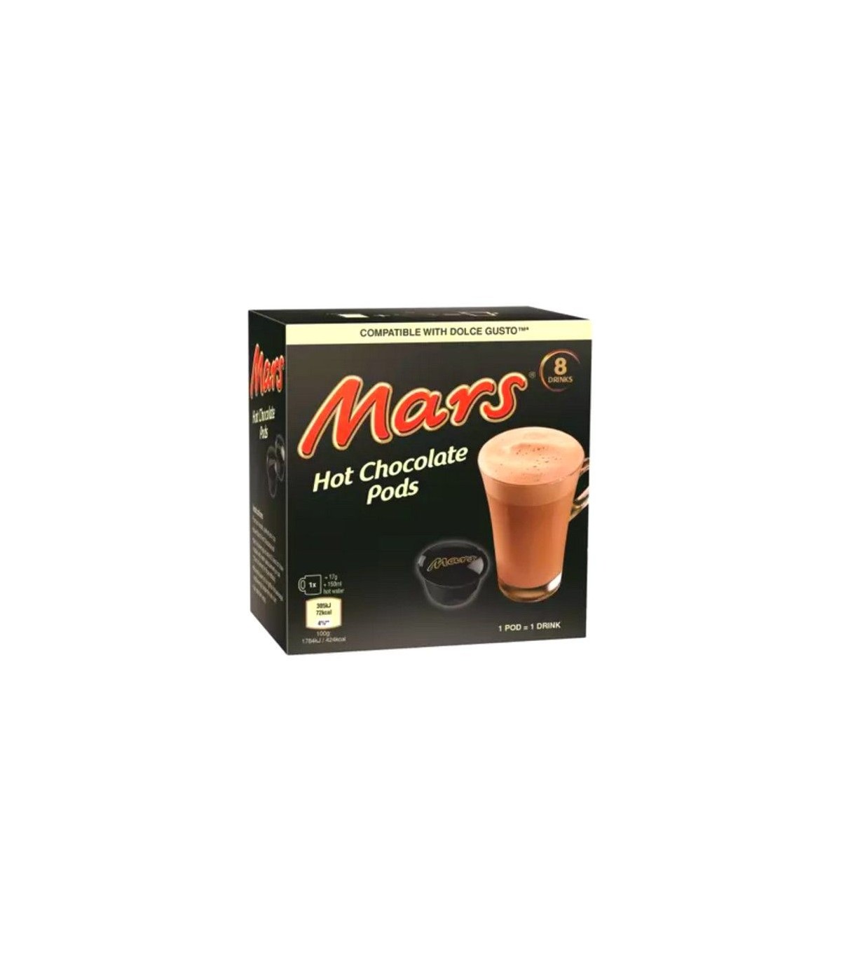 Dolce Gusto Compatible Capsules, Mars Flavored Hot Chocolate, 8 x 17 g (0.5  oz)