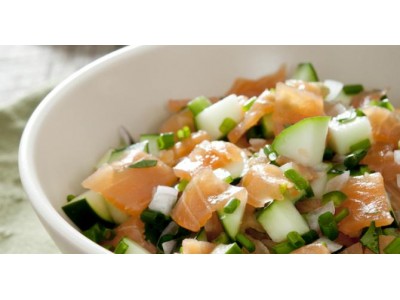 Fresh Marinated Salmon Salad with Lemon and Dill